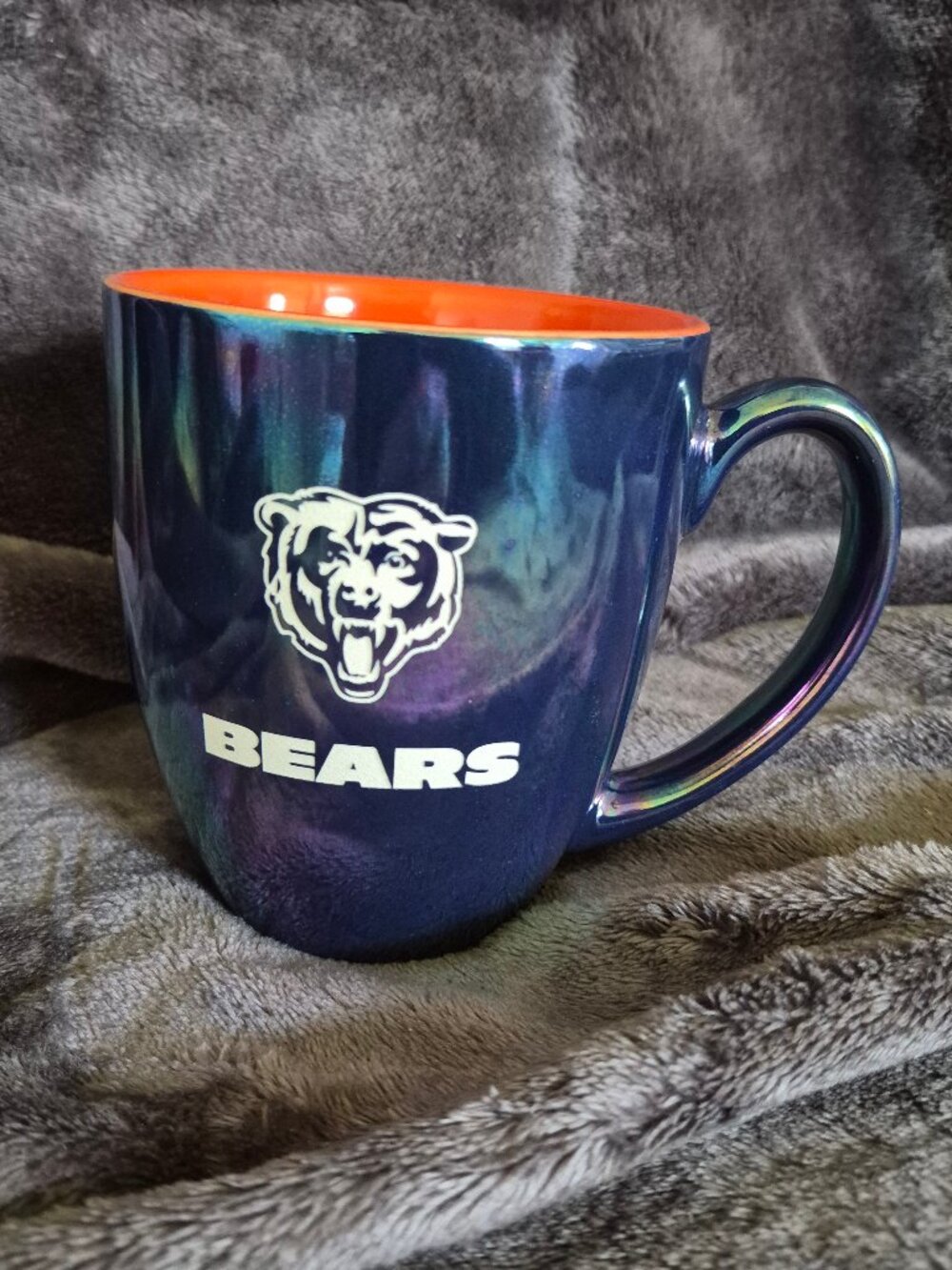 NFL Chicago Bears Blue Irridescent Ceramic Logo'd Coffee Mug Memory Company